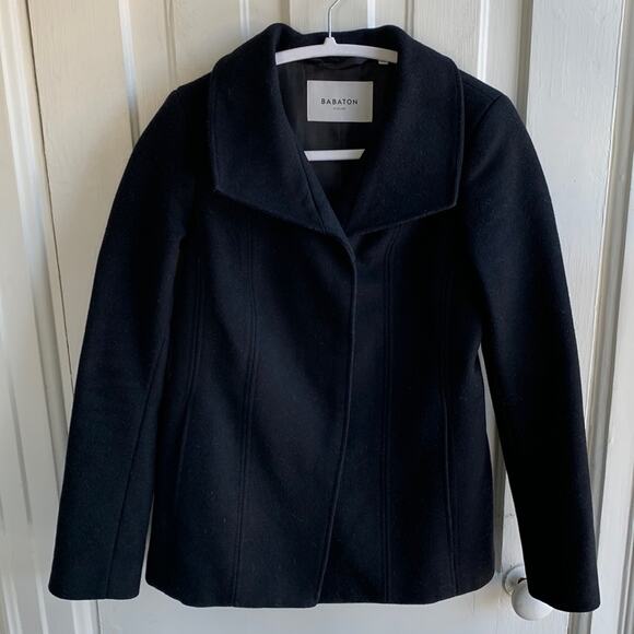 Babaton Aritzia Black Wool Cashmere Cocoon Coat - Picture 2 of 8